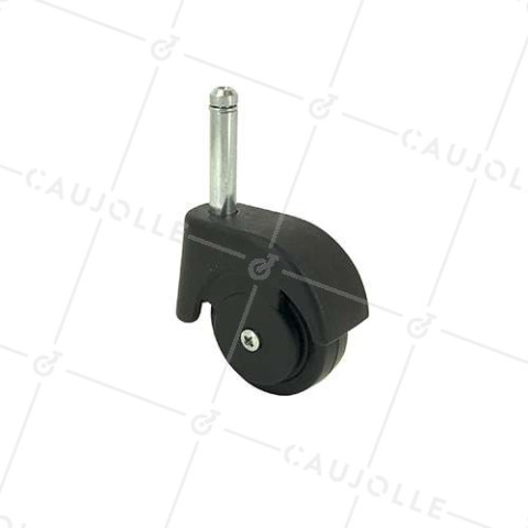 RUEDA PARA MUEBLES NEGRA GIRATORIA CON VÁSTAGO LISO DE 50 MM DE DIÁMETRO Y CARGA DE 40 KG - S47TL • Caujolle
