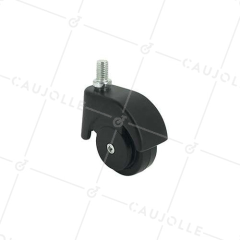 RUEDA PARA MUEBLES NEGRA GIRATORIA CON VÁSTAGO ROSCADO DE 50 MM DE DIÁMETRO Y CARGA DE 40 KG - S47TF • Caujolle