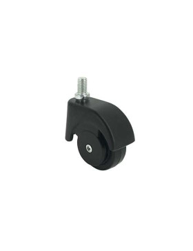 RUEDA PARA MUEBLES NEGRA GIRATORIA CON VÁSTAGO ROSCADO DE 50 MM DE DIÁMETRO Y CARGA DE 40 KG - S47TF