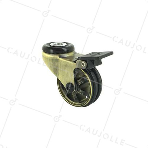 Rotante DISEÑO RETRO CON Orificio de fijación DE FRENO EN ALUMINIO DORADO DIÁMETRO 50 MM CARGA 30KG CON FIJACIÓN DE 10 MM - GOLDSTYL50OAF • Caujolle