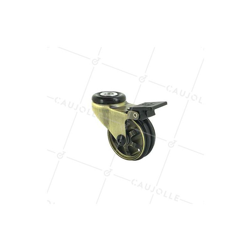 Rotante DISEÑO RETRO CON Orificio de fijación DE FRENO EN ALUMINIO DORADO DIÁMETRO 50 MM CARGA 30KG CON FIJACIÓN DE 10 MM - GOLD