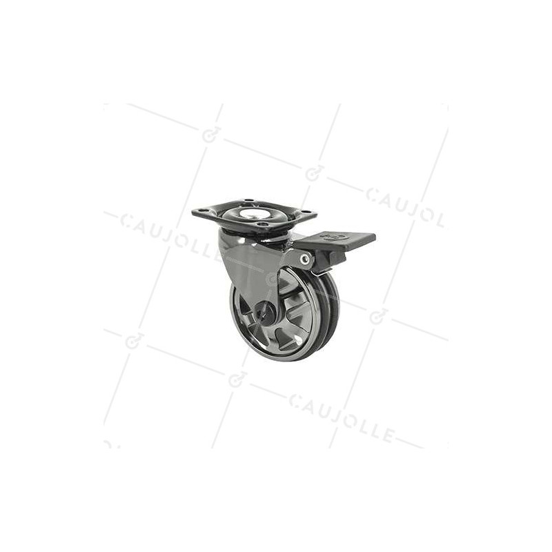 Rotante DISEÑO CON FRENOS EN ALUMINIO NEGRO BRILLANTE DIÁMETRO 50 MM CARGA 30KG - BLACKNICKEL 50PAF