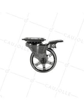 Rotante DISEÑO CON FRENOS EN ALUMINIO NEGRO BRILLANTE DIÁMETRO 50 MM CARGA 30KG - BLACKNICKEL 50PAF