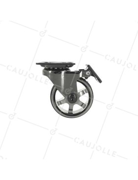 Rotante DISEÑO CON FRENOS EN ALUMINIO NEGRO BRILLANTE DIÁMETRO 50 MM CARGA 30KG - BLACKNICKEL 50PAF