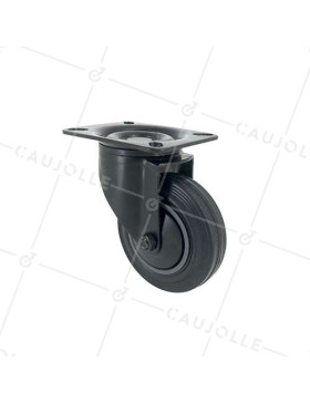 Rotante NEGRA DE MANIPULACIÓN PIVOTANTE DE CAUCHO DIÁMETRO 100 MM CARGA 80 KG - S2C 100N • Caujolle