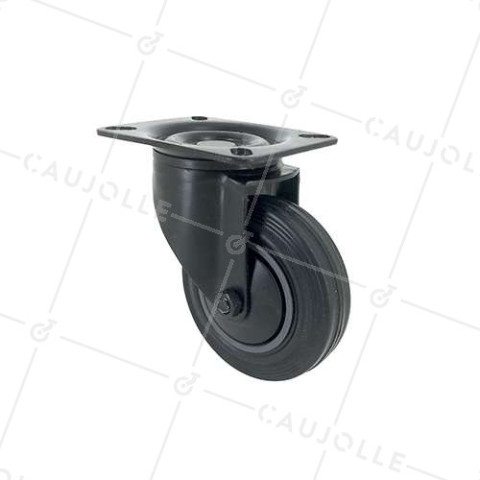 Rotante NEGRA DE MANIPULACIÓN PIVOTANTE DE CAUCHO DIÁMETRO 100 MM CARGA 80 KG - S2C 100N • Caujolle