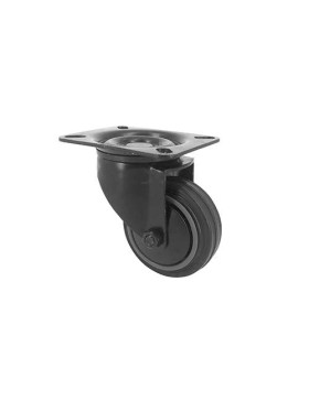 RUEDA NEGRA DE MANIPULACIÓN, GIRATORIA, DE CAUCHO, DIÁMETRO DE 80 MM, CAPACIDAD DE CARGA DE 65 KG - S2C 80N