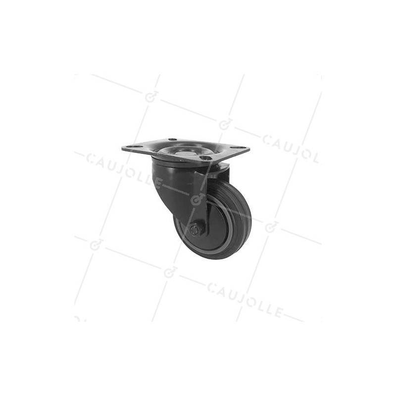 RUEDA NEGRA DE MANIPULACIÓN, GIRATORIA, DE CAUCHO, DIÁMETRO DE 80 MM, CAPACIDAD DE CARGA DE 65 KG - S2C 80N