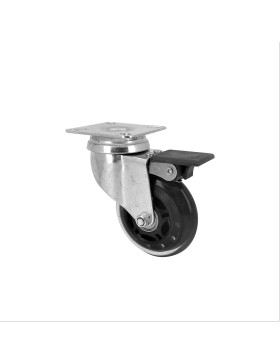 RUEDA TRANSPARENTE CON PLACA, FRENO Y COJINETE DE BOLAS CON UN DIÁMETRO DE 72 MM CARGA 40 KG - ROLL72 PAF