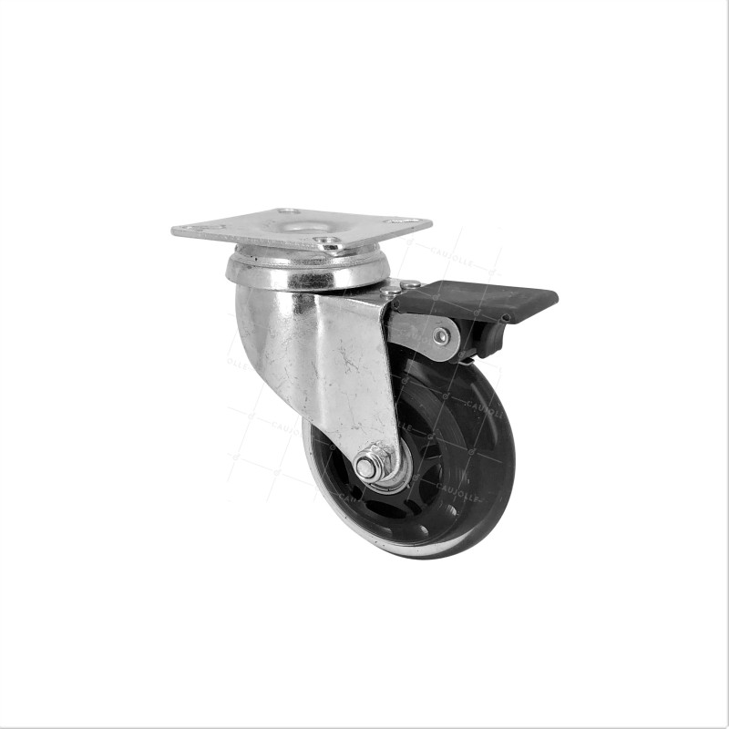 RUEDA TRANSPARENTE CON PLACA, FRENO Y COJINETE DE BOLAS CON UN DIÁMETRO DE 72 MM CARGA 40 KG - ROLL72 PAF
