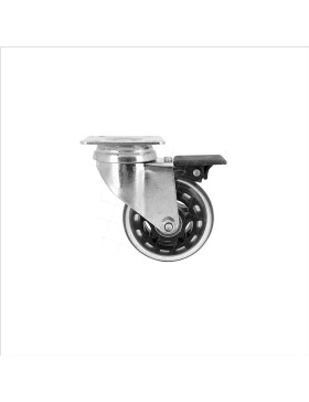 RUEDA TRANSPARENTE CON PLACA, FRENO Y COJINETE DE BOLAS CON UN DIÁMETRO DE 72 MM CARGA 40 KG - ROLL72 PAF