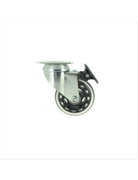 RUEDA TRANSPARENTE CON PLACA, FRENO Y COJINETE DE BOLAS CON UN DIÁMETRO DE 72 MM CARGA 40 KG - ROLL72 PAF