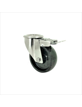 ROULETTE INOX A OEIL A FREIN POUR FOUR DIAMETRE 100 MM CHARGE X KG • Caujolle