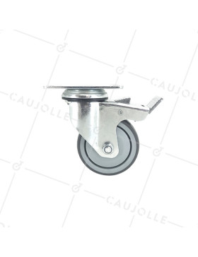 RUEDA PARA COLECTIVIDADES GIRATORIA CON PLACA CON FRENO DIÁMETRO 80 MM CARGA 60 KG - S15P 80BL