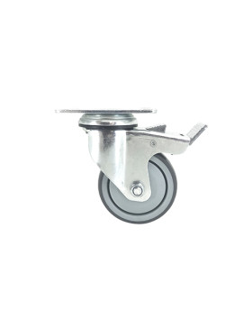 RUEDA PARA COLECTIVIDADES GIRATORIA CON PLACA CON FRENO DIÁMETRO 80 MM CARGA 60 KG - S15P 80BL