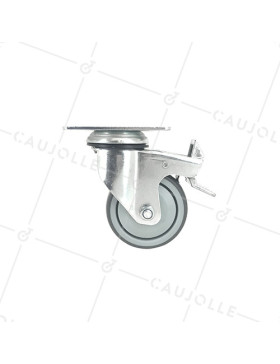 RUEDA PARA COLECTIVIDADES GIRATORIA CON PLACA CON FRENO DIÁMETRO 80 MM CARGA 60 KG - S15P 80BL