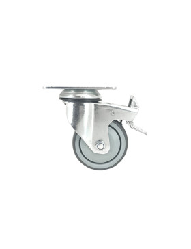 RUEDA PARA COLECTIVIDADES GIRATORIA CON PLACA CON FRENO DIÁMETRO 80 MM CARGA 60 KG - S15P 80BL