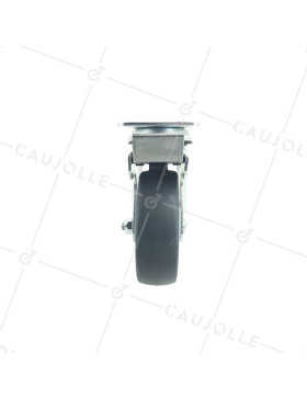 RUEDA PARA COLECTIVIDADES GIRATORIA CON PLACA CON FRENO DIÁMETRO 125 MM CARGA 80 KG - S15P 100BL