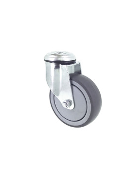 Rotante PIVOTANTE A Orificio de fijación DE GOMA FLEXIBLE ANTI DESGASTE Y NO MANCHANTE DIÁMETRO 100MM CARGA 130 KG CON FIJACIÓN 
