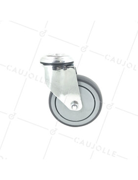 Rotante PIVOTANTE A Orificio de fijación DE GOMA FLEXIBLE ANTI DESGASTE Y NO MANCHANTE DIÁMETRO 100MM CARGA 130 KG CON FIJACIÓN 