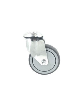 Rotante PIVOTANTE A Orificio de fijación DE GOMA FLEXIBLE ANTI DESGASTE Y NO MANCHANTE DIÁMETRO 100MM CARGA 130 KG CON FIJACIÓN 