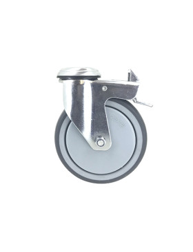 Rotante PIVOTANTE A Orificio de fijación CON FRENO DE GOMA SUAVE ANTI-DESGASTE Y NO MANCHANTE DIÁMETRO 125 MM CARGA 150 KG CON F