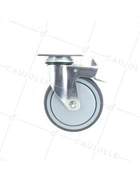 RUEDA PARA COLECTIVIDADES GIRATORIA CON PLACA CON FRENO DIÁMETRO 125 MM CARGA 90 KG - S15P 125BL