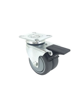 RUEDA GIRATORIA FACILITADA CON FRENO Y DOBLE RUEDA CON UN DIÁMETRO DE 75 MM CARGA 100 KG - S13.P 75BL