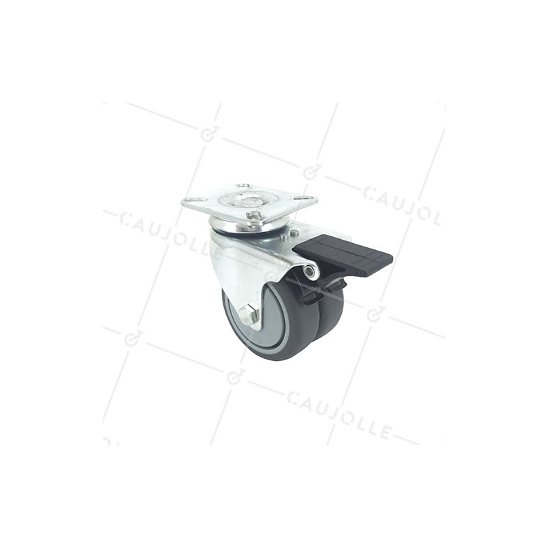 RUEDA GIRATORIA FACILITADA CON FRENO Y DOBLE RUEDA CON UN DIÁMETRO DE 75 MM CARGA 100 KG - S13.P 75BL