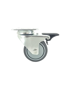 RUEDA GIRATORIA FACILITADA CON FRENO Y DOBLE RUEDA CON UN DIÁMETRO DE 75 MM CARGA 100 KG - S13.P 75BL