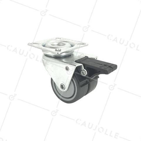 RUEDA GIRATORIA FACILITADA CON DOBLE RUEDA DE CAUCHO CON UN DIÁMETRO DE 50 MM CARGA 40 KG - S13P50BL • Caujolle
