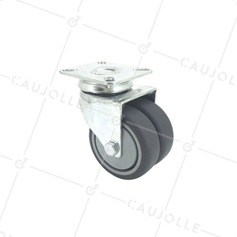 RUEDA GIRATORIA FACILITADA CON DOBLE RUEDA DE CAUCHO CON UN DIÁMETRO DE 75 MM CARGA 100 KG - S13.P75 • Caujolle