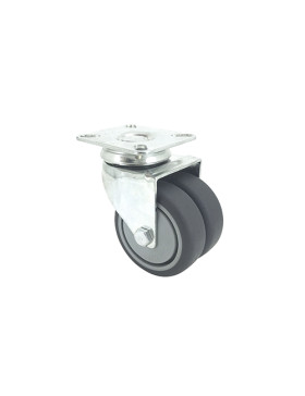 RUEDA GIRATORIA FACILITADA CON DOBLE RUEDA DE CAUCHO CON UN DIÁMETRO DE 75 MM CARGA 100 KG - S13.P75