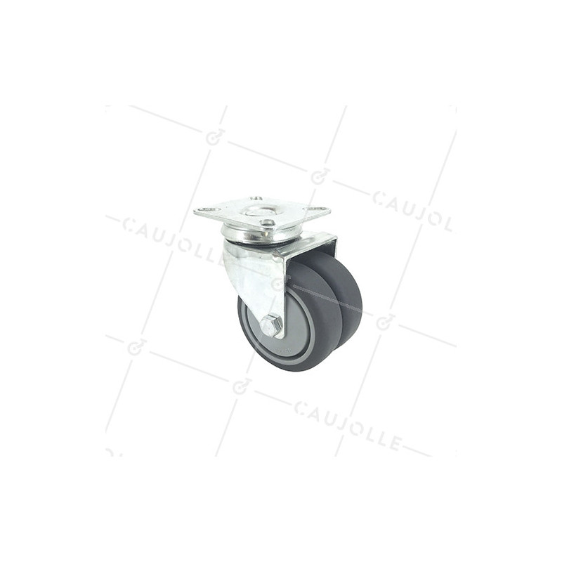 RUEDA GIRATORIA FACILITADA CON DOBLE RUEDA DE CAUCHO CON UN DIÁMETRO DE 75 MM CARGA 100 KG - S13.P75