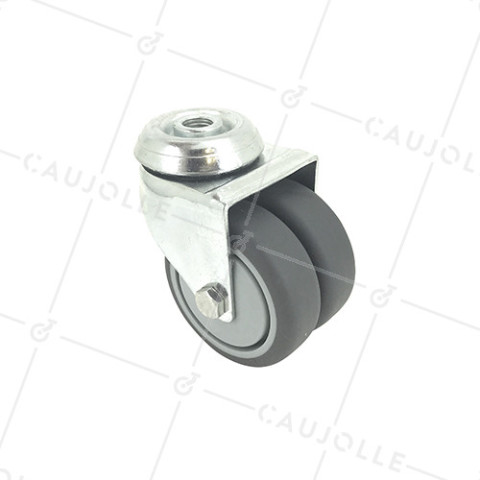 RUEDA GIRATORIA FACILITADA CON DOBLE RUEDA CON UN DIÁMETRO DE 75 MM CARGA 100 KG SUJECIÓN DE 10 MM - S13.O 75 • Caujolle