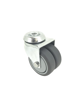 RUEDA GIRATORIA FACILITADA CON DOBLE RUEDA CON UN DIÁMETRO DE 75 MM CARGA 100 KG SUJECIÓN DE 10 MM - S13.O 75