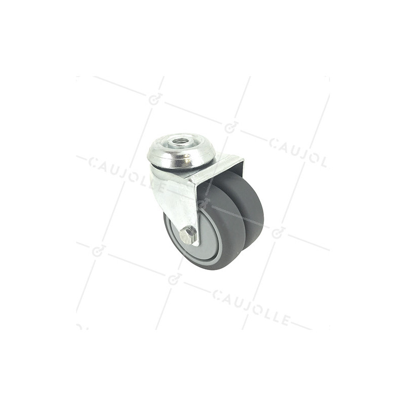 RUEDA GIRATORIA FACILITADA CON DOBLE RUEDA CON UN DIÁMETRO DE 75 MM CARGA 100 KG SUJECIÓN DE 10 MM - S13.O 75