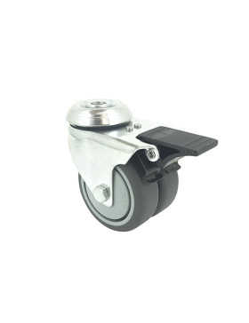 RUEDA GIRATORIA FACILITADA CON FRENO Y DOBLE RUEDA CON UN DIÁMETRO DE 75 MM CARGA 100 KG - S13.O 75BL