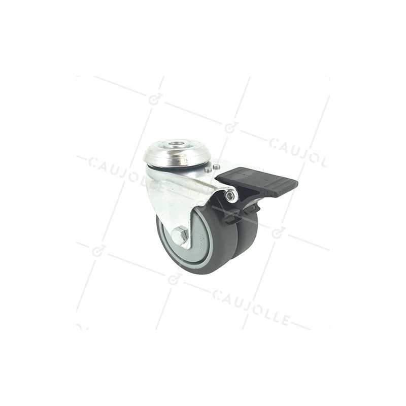 RUEDA GIRATORIA FACILITADA CON FRENO Y DOBLE RUEDA CON UN DIÁMETRO DE 75 MM CARGA 100 KG - S13.O 75BL