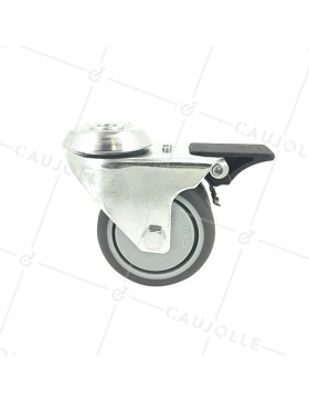 RUEDA GIRATORIA FACILITADA CON FRENO Y DOBLE RUEDA CON UN DIÁMETRO DE 75 MM CARGA 100 KG - S13.O 75BL