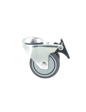 RUEDA GIRATORIA FACILITADA CON FRENO Y DOBLE RUEDA CON UN DIÁMETRO DE 75 MM CARGA 100 KG - S13.O 75BL