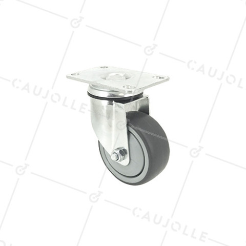 RUEDA PARA COLECTIVIDADES GIRATORIA CON PLACA DIÁMETRO 80 MM CARGA 60 KG - S15P 80 • Caujolle