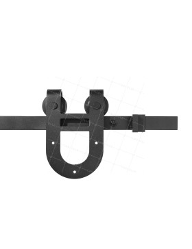 KIT COMPLET A GALANDAGE POUR PORTE COULISSANTE DESIGN FER A CHEVAL LONGUEUR 2 M CHARGE 100KG - KIT BLACK SLIDE 2U 70 MM • Caujolle