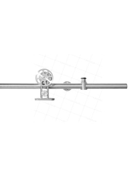 KIT COMPLET EN INOX A GALANDAGE POUR PORTE COULISSANTE DESIGN LONGUEUR 2 M CHARGE 100KG - KIT INOX SLIDE UP 50 MM • Caujolle