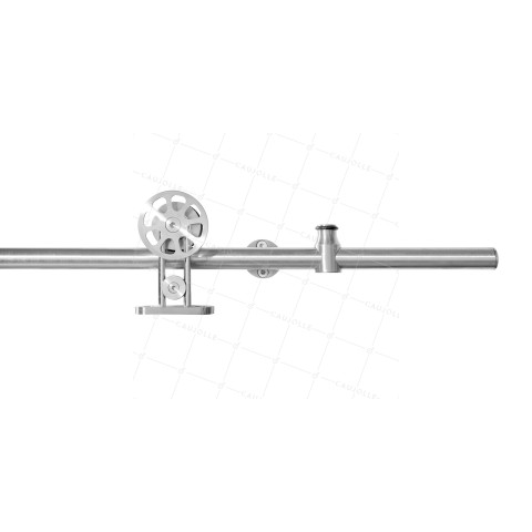 KIT COMPLET EN INOX A GALANDAGE POUR PORTE COULISSANTE DESIGN LONGUEUR 2 M CHARGE 100KG - KIT INOX SLIDE UP 50 MM • Caujolle