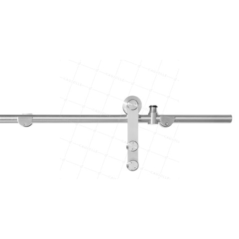 KIT COMPLETO DE GALANDAGE INOX PARA PUERTA CORREDIZA DE VIDRIO LONGITUD 2 M CARGA 100KG - KIT INOX SLIDE GLASS • Caujolle