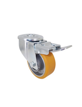 Rotante POLIURETANO INDUSTRIAL DIÁMETRO 80 MM CARGA 120 KG EJE 12 MM BOLAS DE FRENOS - S06AR 80 AF