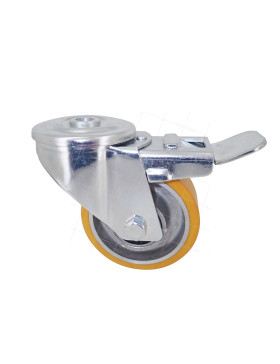 Rotante POLIURETANO INDUSTRIAL DIÁMETRO 80 MM CARGA 120 KG EJE 12 MM BOLAS DE FRENOS - S06AR 80 AF