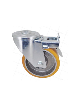 Rotante POLIURETANO INDUSTRIAL DIÁMETRO 100 MM CARGA 120 KG EJE 12 MM BOLAS DE FRENOS - S06AR 100 AF