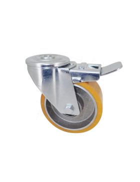 Rotante POLIURETANO INDUSTRIAL DIÁMETRO 100 MM CARGA 120 KG EJE 12 MM BOLAS DE FRENOS - S06AR 100 AF
